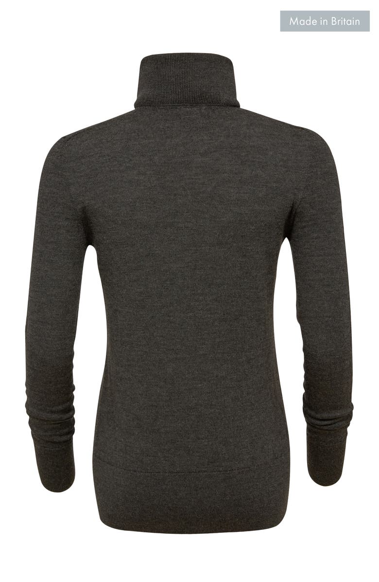 Celtic & Co. Merino Roll Neck Fitted Sweater, Alternate, color, Charcoal