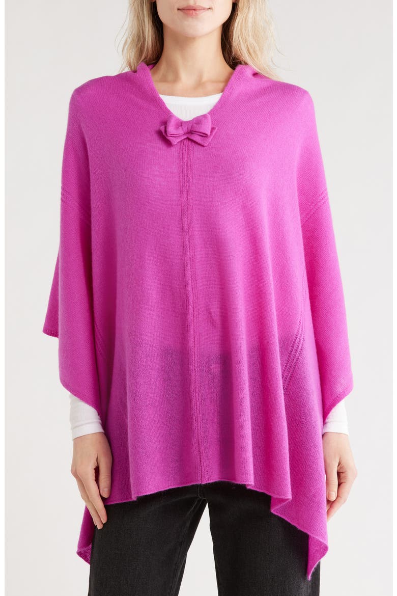 Cashmere Bow Poncho, Main, color, VERY BERRY