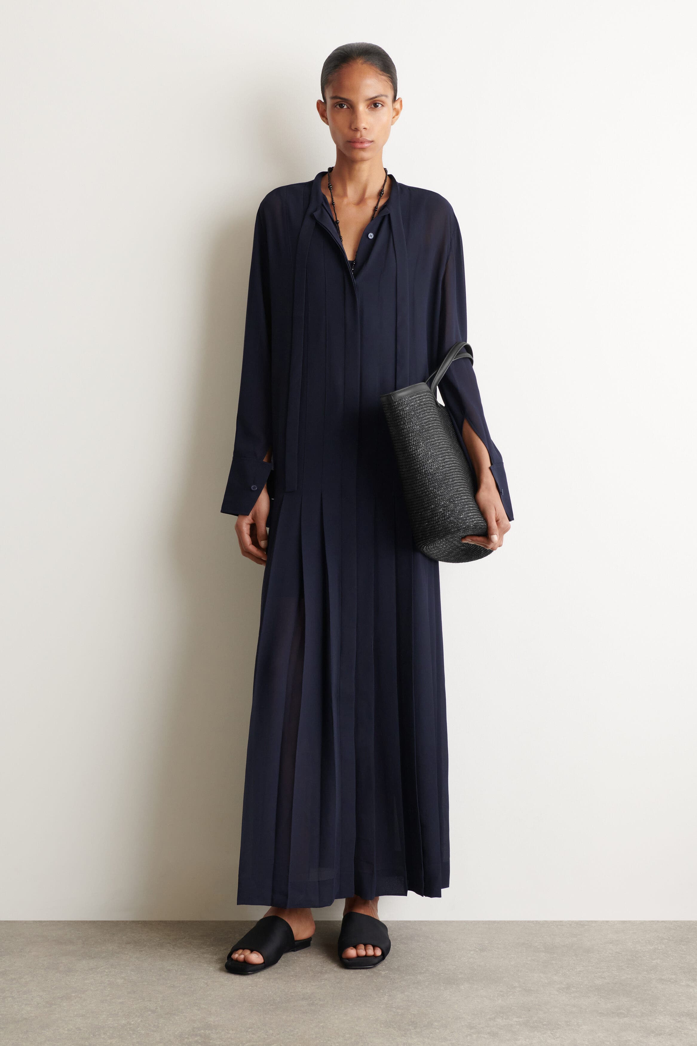 soft tailored pleat panel midi shirt dress KAREN MILLEN Soft Tailored Pleat Panel Midi Shirt Dress