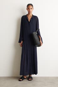 COS Pleated Bow-detail Midi Shirt Dress