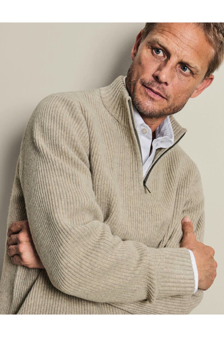 Chunky Merino Zip Neck Sweater, Alternate, color, Oatmeal