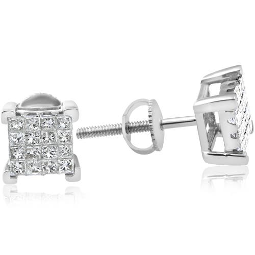 Bliss Diamond 1/2ct Diamond Princess Cut Screw Back Studs Womens Earrings 10k Gold 6.5mm In Gold