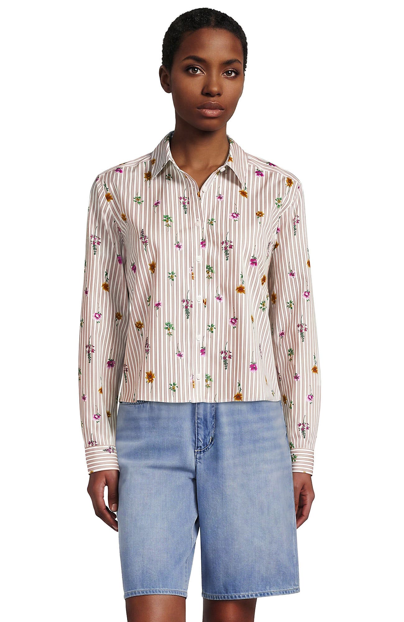 Light Camel Floral/Stripe