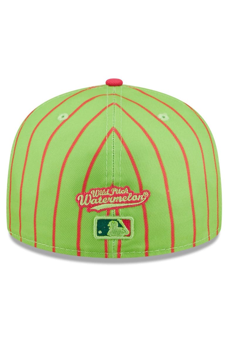 New Era x Big League Chew Men's New Era Pink/Green New York Yankees MLB x Big League Chew Wild Pitch Watermelon Flavor Pack 59FIFTY Fitted Hat, Alternate, color,