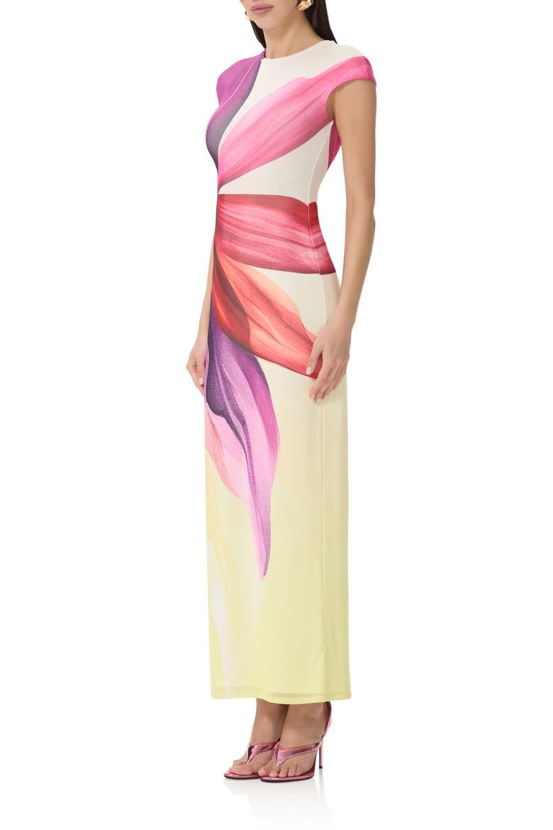 Cody Cap Sleeve Column Dress, Alternate, color, LEMON LOTUS