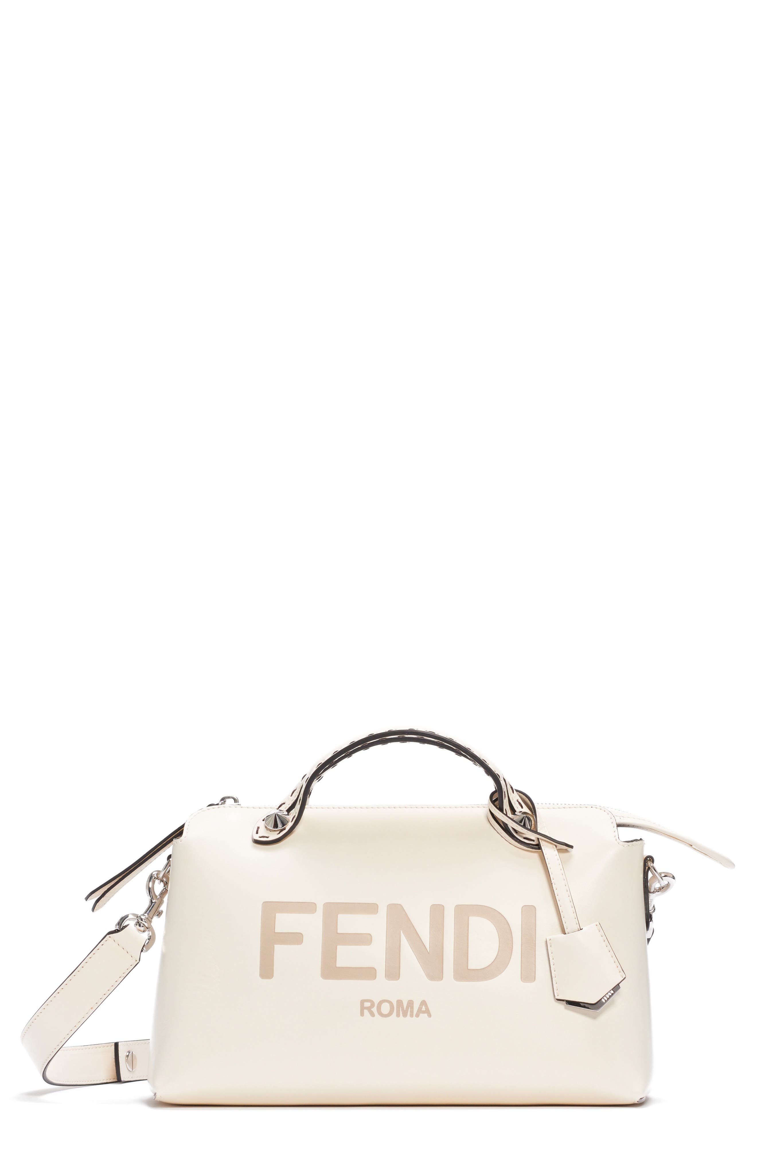 Medium By The Way Calfskin Leather Satchel, Main, color, ICE WHITE