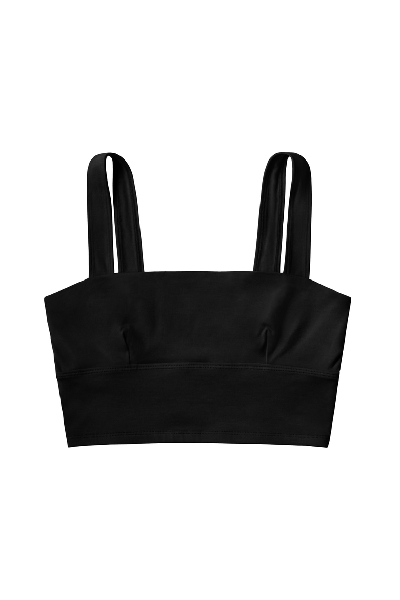 Organic Cotton Square Neck Bralette, Alternate, color, Black