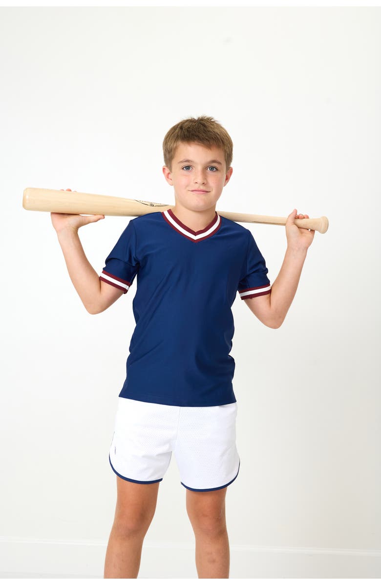 Courtside Kids Boys V Neck Practice Tee, Alternate, color, Navy