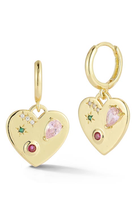 Heart Charm Drop Earrings