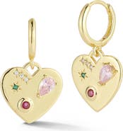 CHLOE AND MADISON Heart Charm Drop Earrings