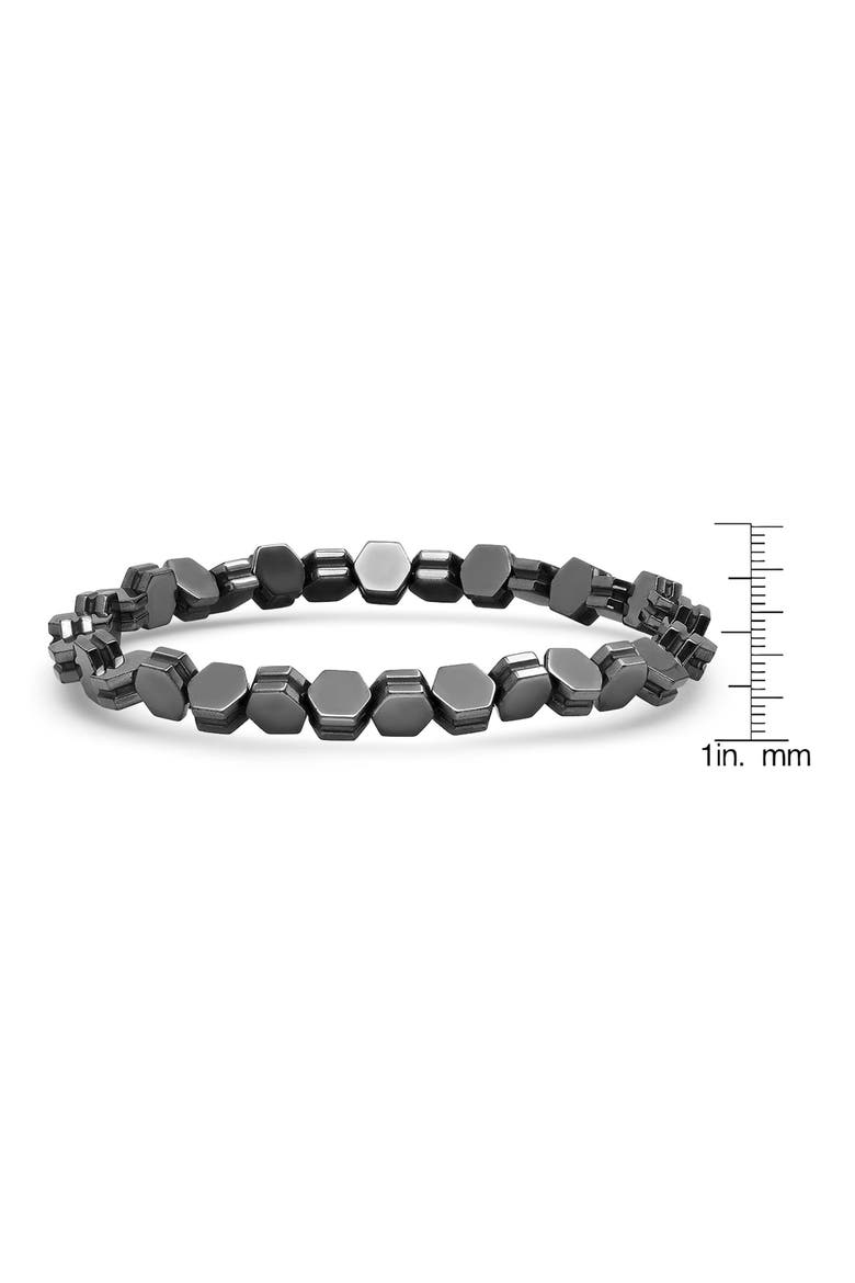 Hexagon Hematite Beaded Stretch Bracelet, Alternate, color, GRAY