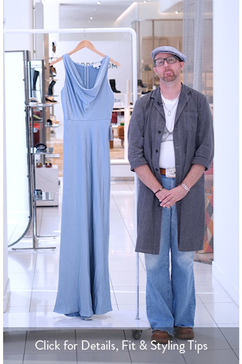 Chandler Cowl Neck Sleeveless Satin Gown video