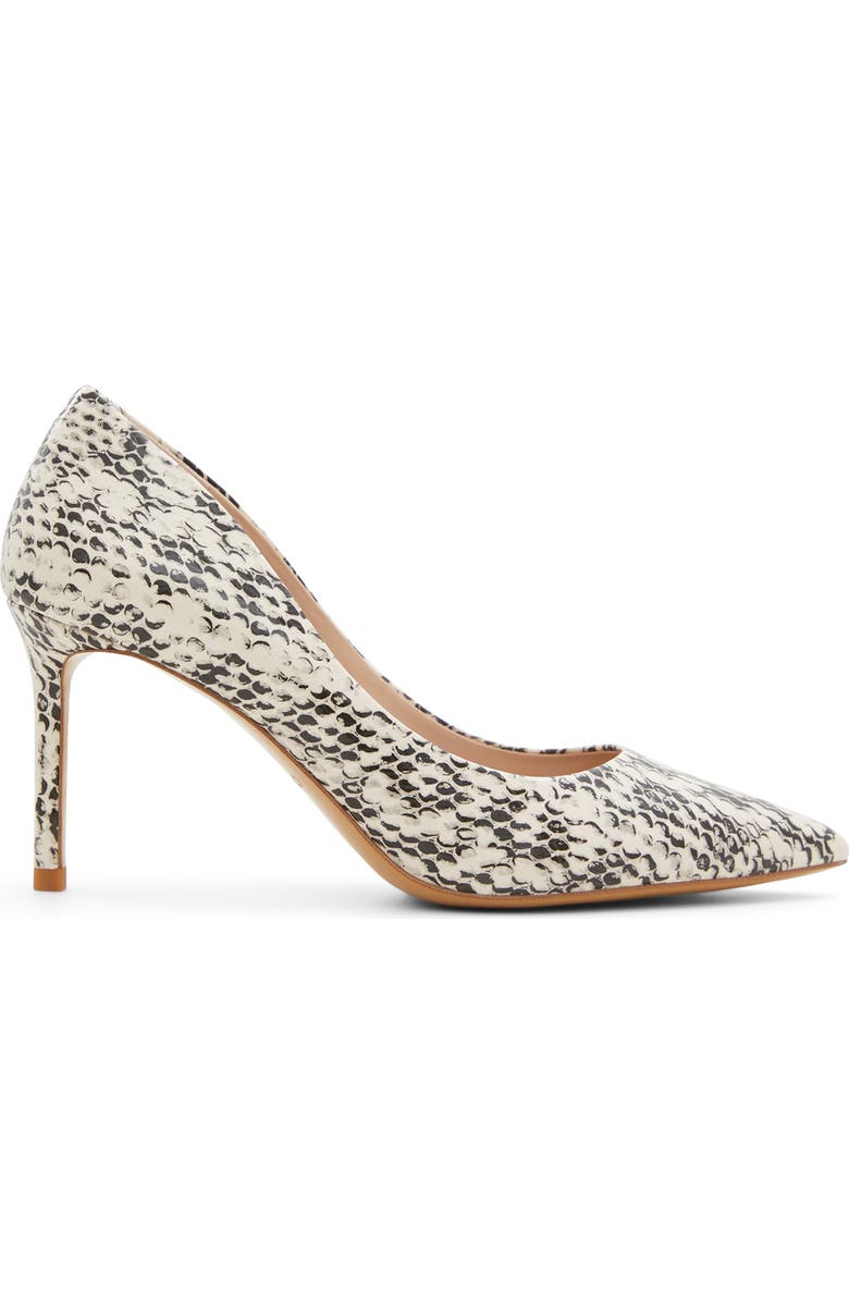 ALDO Stessy Pointed Toe Pump, Alternate, color, Cream/ Black Embossed