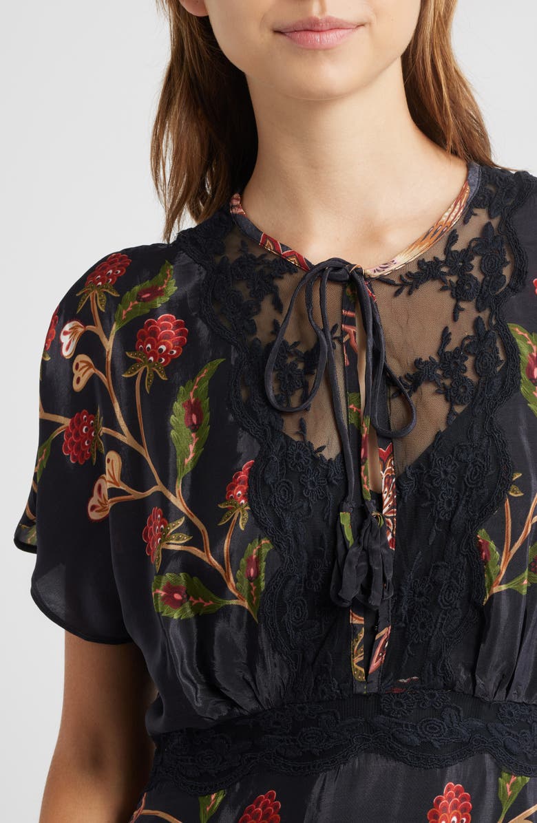 FARM Rio Berry Garden Embroidered Satin Minidress, Alternate, color, 