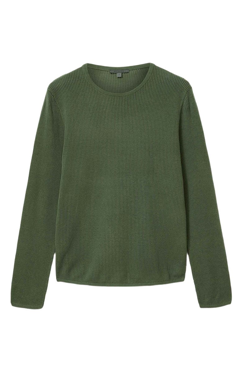 John Varvatos Montclair Mesh Stitch Organic Cotton Blend Sweater, Alternate, color, Light Olive