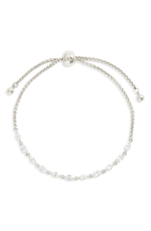 Nordstrom Cubic Zirconia Marquise Slider Bracelet In Clear- Silver