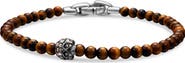 David Yurman Memento Mori Skull Bracelet in Sterling Silver with Tiger's Eye and Cognac Diamonds