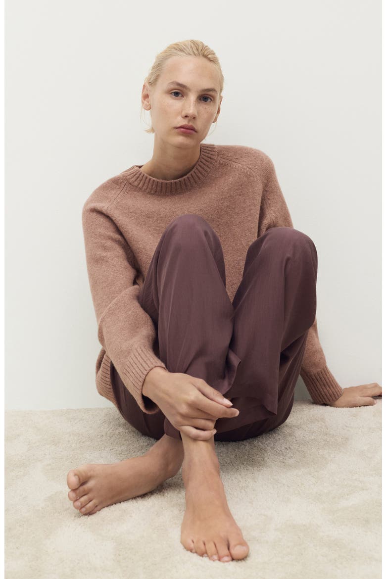 Crewneck Raglan Sleeve Sweater, Alternate, color, MEDIUM BROWN