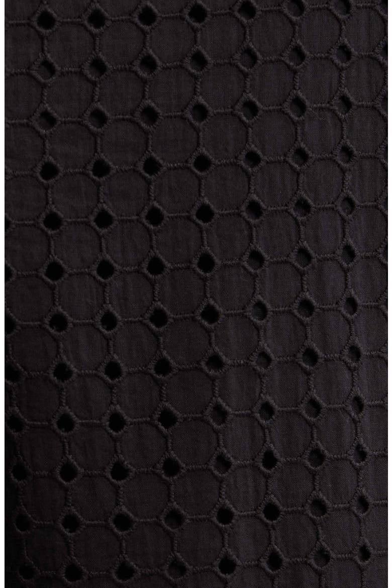 Eyelet Embroidered Cotton Pants, Alternate, color, BLACK