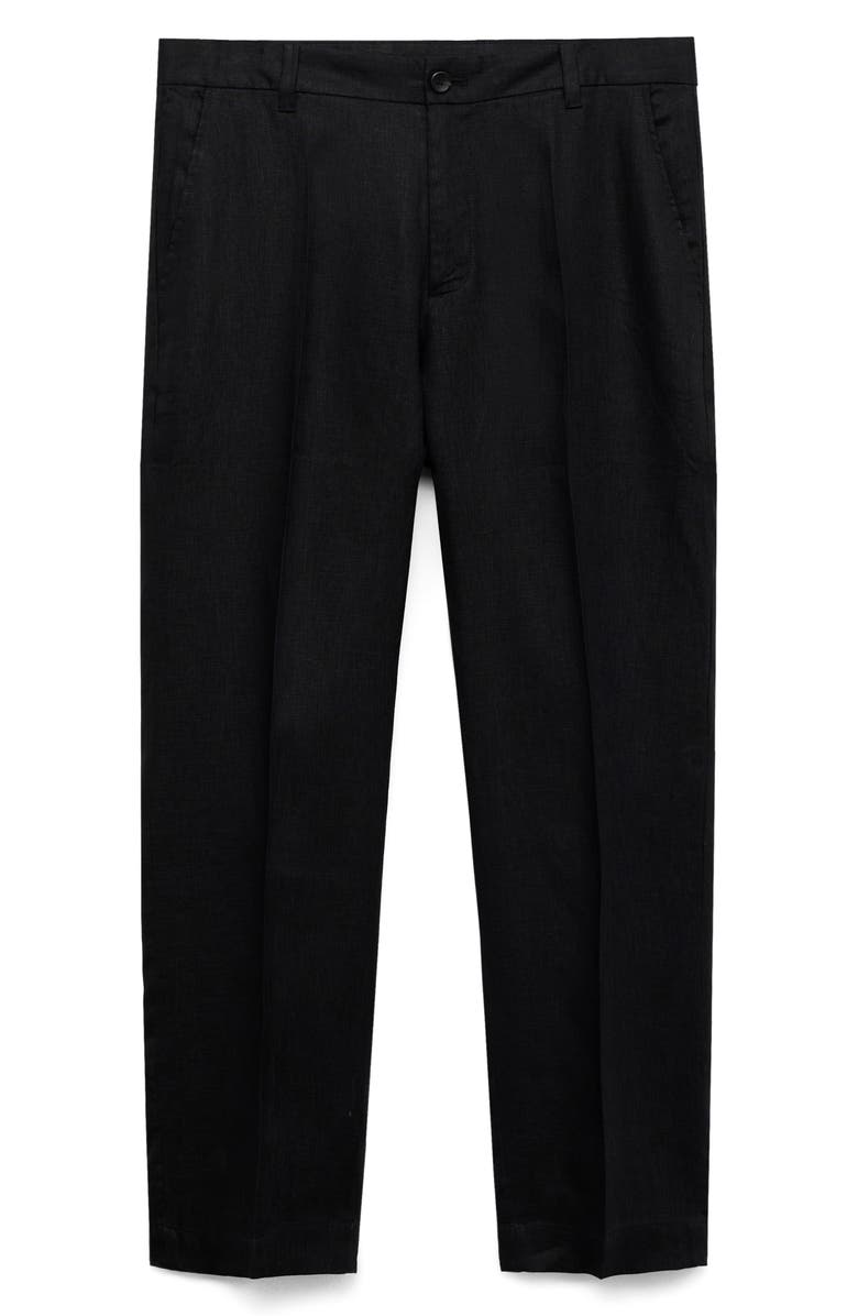 MANGO Pleated Linen Pants, Main, color,