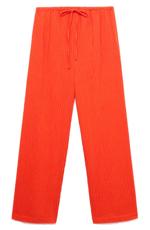 Mango Straight-leg Trousers With A Wrinkled Effect Orange In Neutral