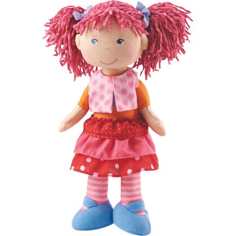 Lilli-Lou 12" Soft Doll with Pink Hair in Pigtails, Blue Eyes & Embroidered Face, Machine Washable Baby Doll for Ages 18 Months+