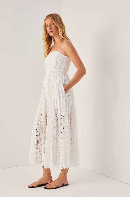 Rebecca Taylor Geo Eyelet Pleated Maxi Skirt In Milk