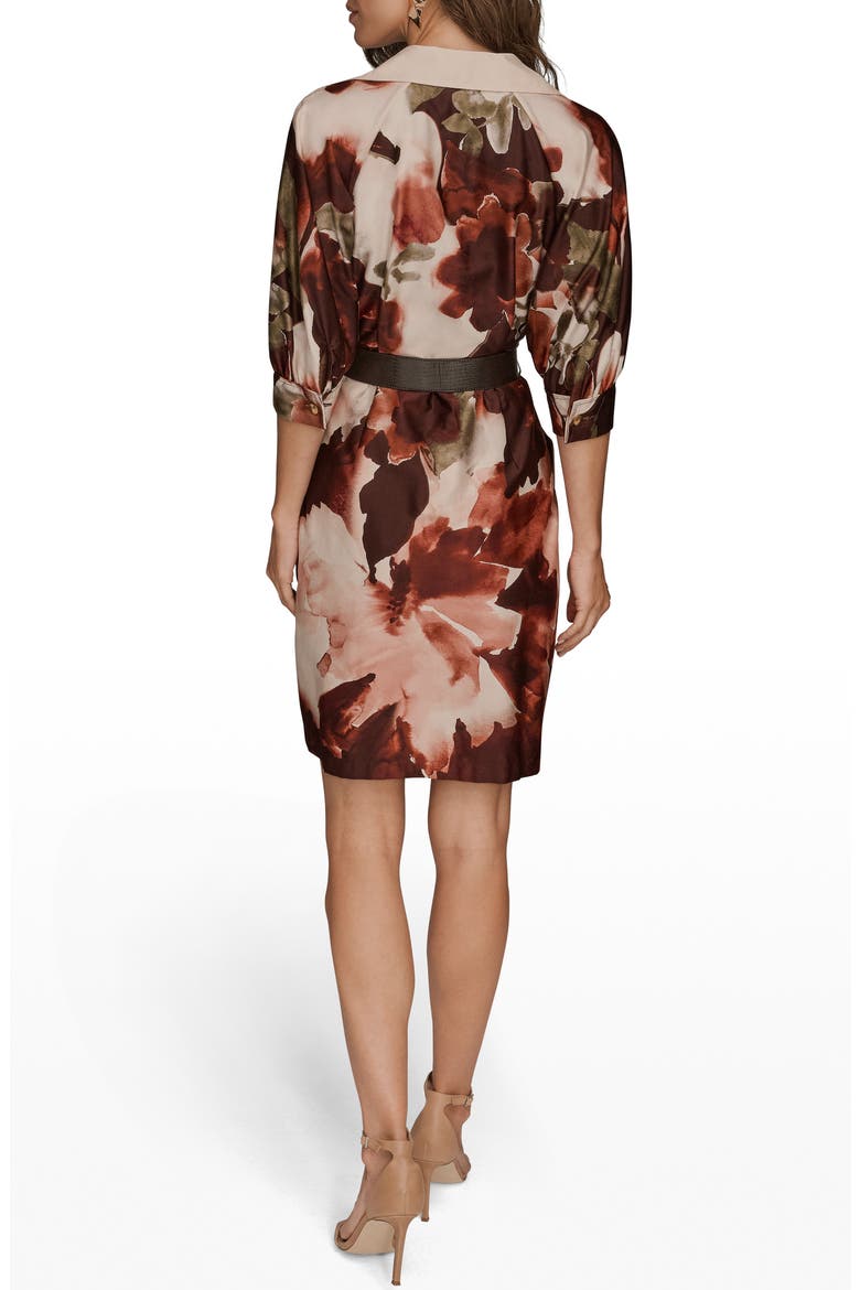 Floral Print Belted Shirtdress, Alternate, color, OXBLOOD MULTI