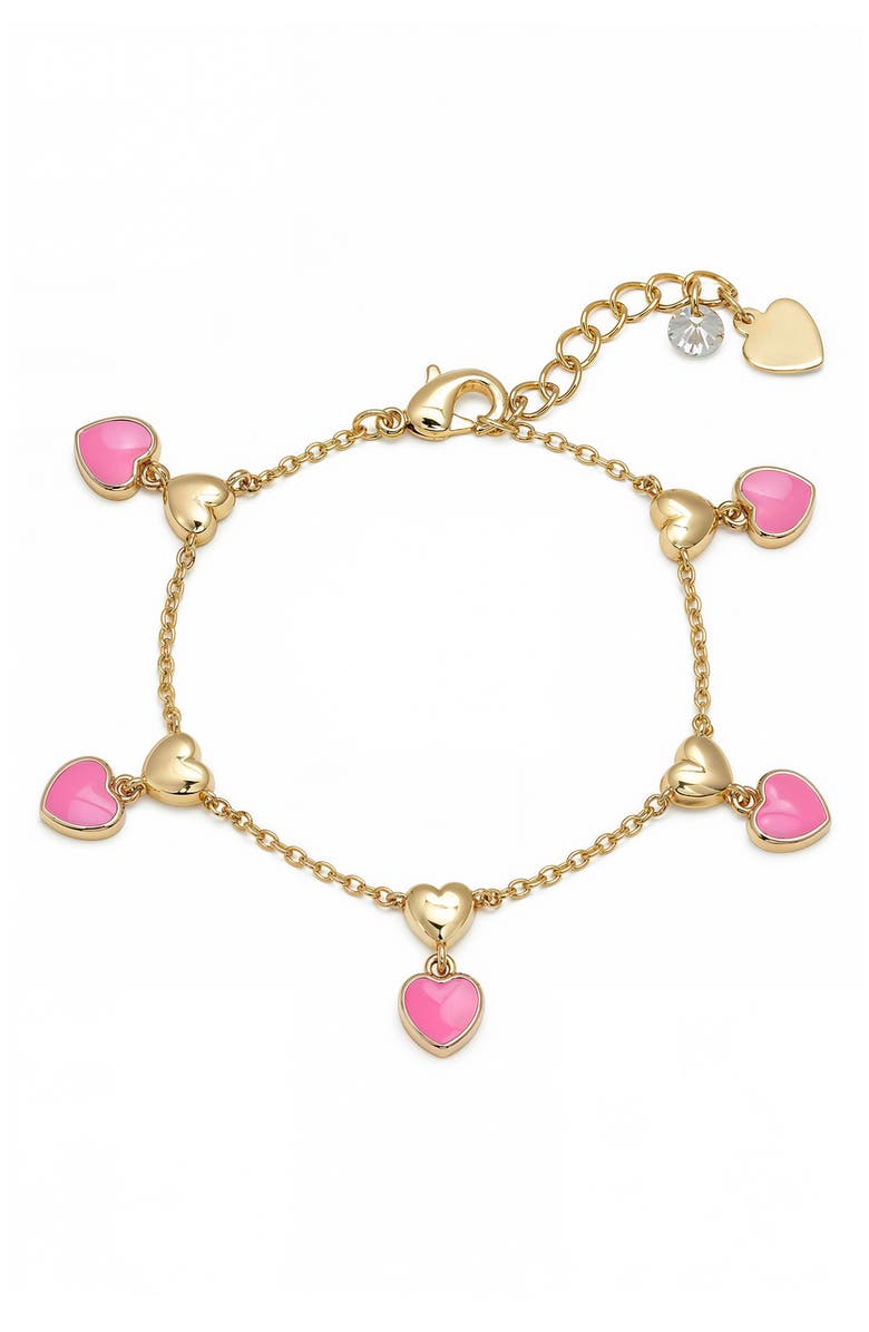 Lily Nily Kids' Double Heart Enamel Charm Bracelet, Main, color, Pink
