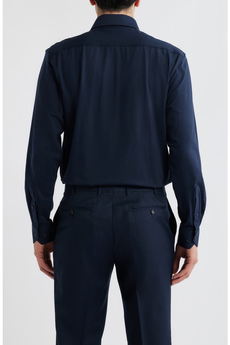 Modern Fit Solid Navy Knit Cotton Dress Shirt, Alternate, color, NAVY