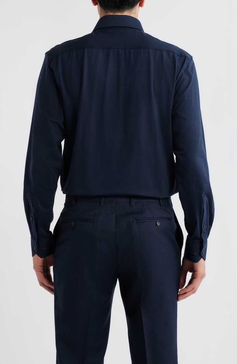 DANIEL HECHTER Modern Fit Solid Navy Knit Cotton Dress Shirt, Alternate, color, Navy
