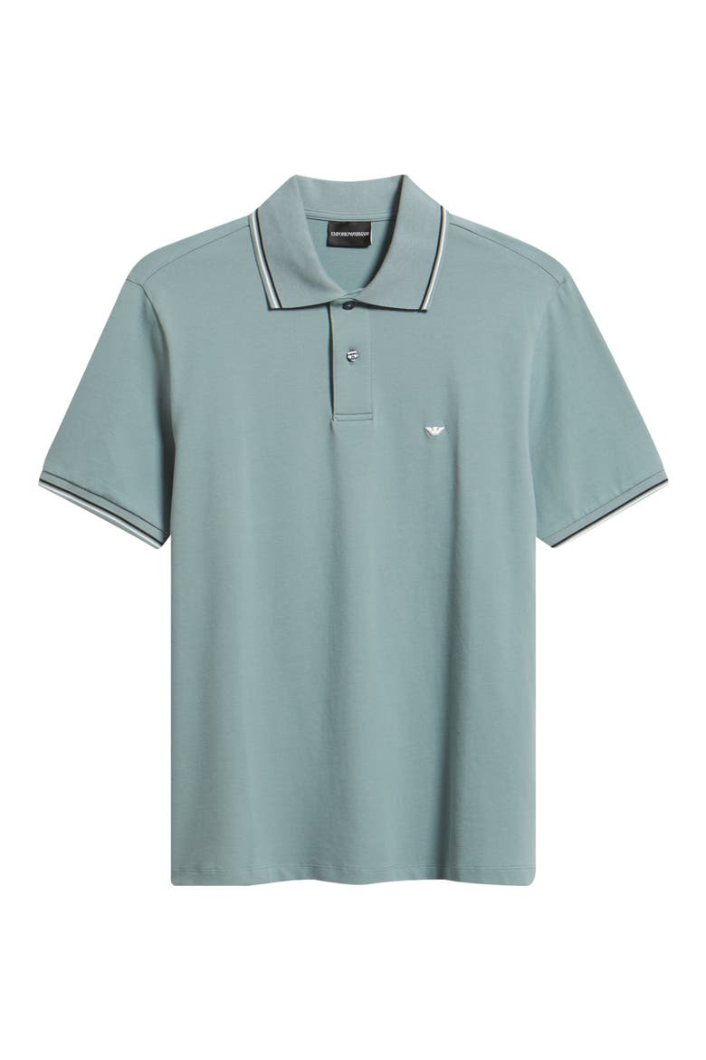 Tipped Cotton Polo Shirt, Alternate, color, TEAL