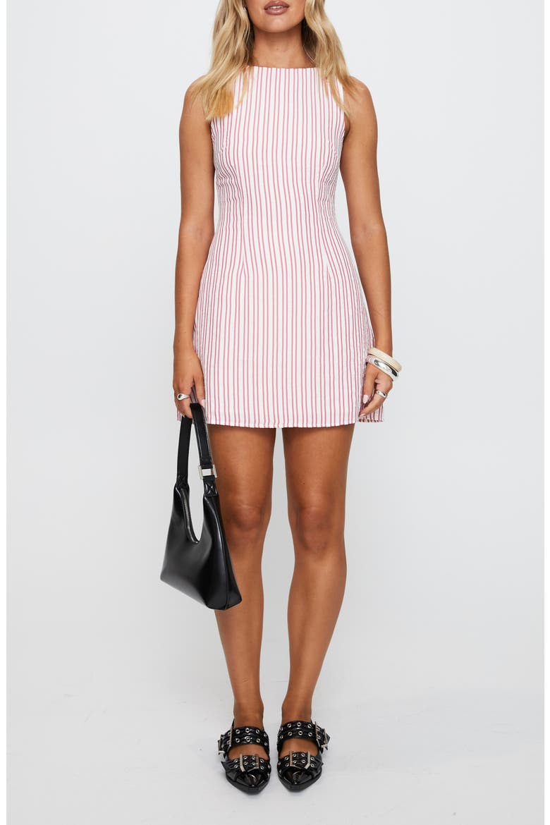 Alfalfa Stripe Cotton Blend Minidress, Main, color, RED STRIPE