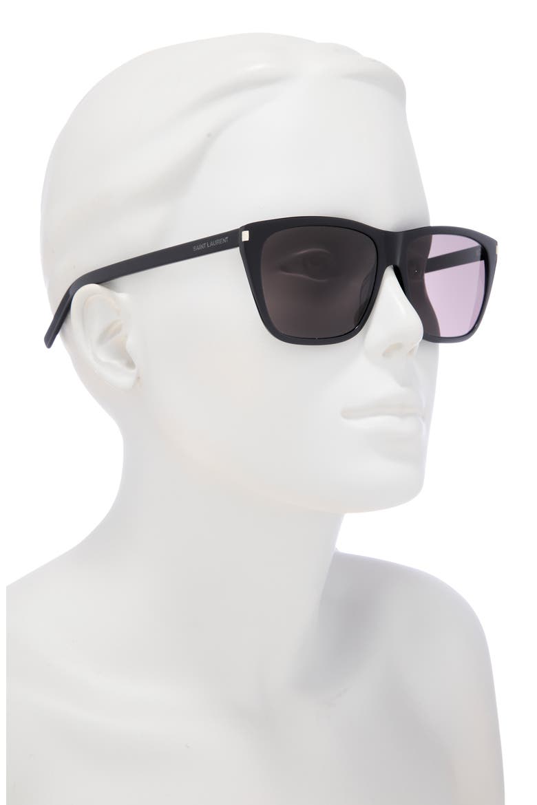 57mm Square Sunglasses, Alternate, color, BLACK BLACK BLACK