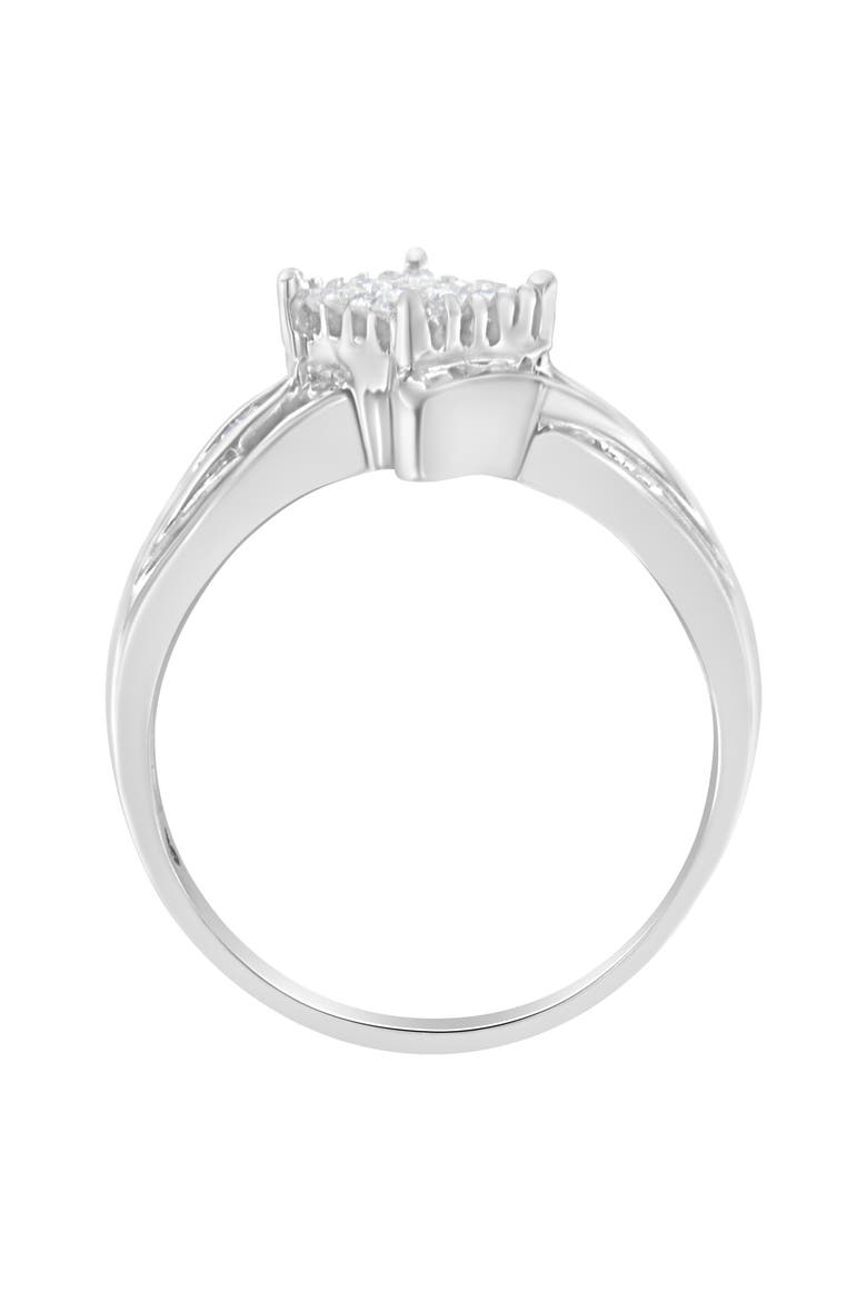 10K White Gold 1/3 Cttw Diamond Bypass Style Cocktail Ring, Alternate, color, White Gold