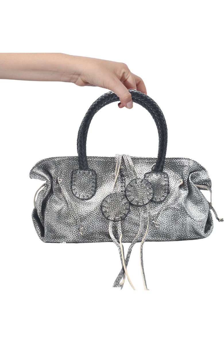 Carlos Falchi Mini Satchel Leather Bag, Alternate, color, Roman Chrome