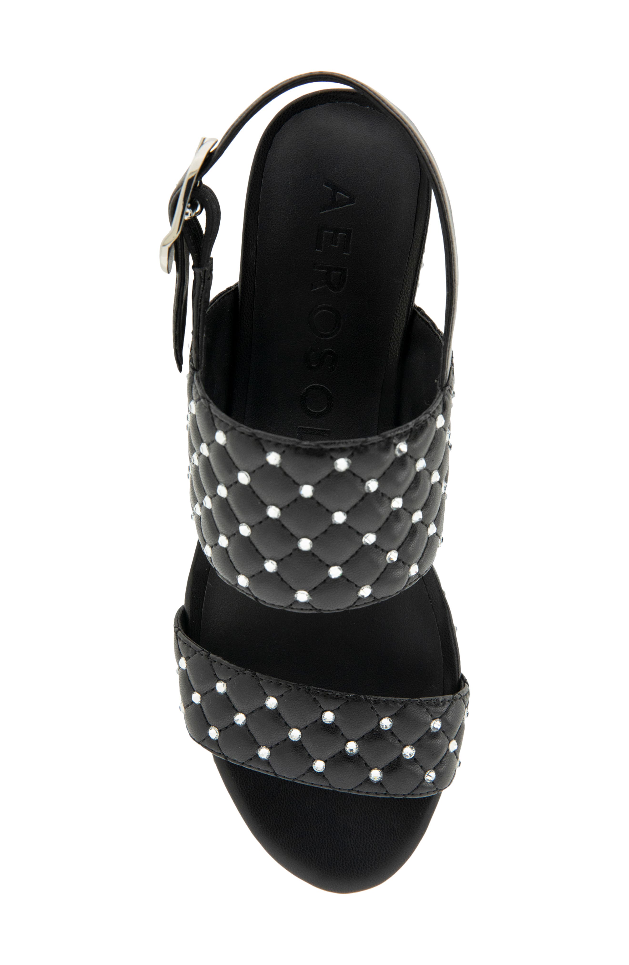 Aerosoles Camera Crystals Slingback Platform Sandal, Alternate, color, Black Quilted