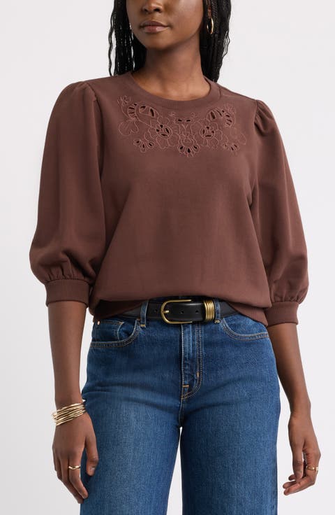 Cutwork Eyelet Sweatshirt