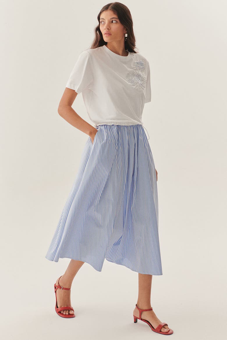 Kaylee Crew Neck Knit Midi Dress, Main, color, BLUE-WHITE