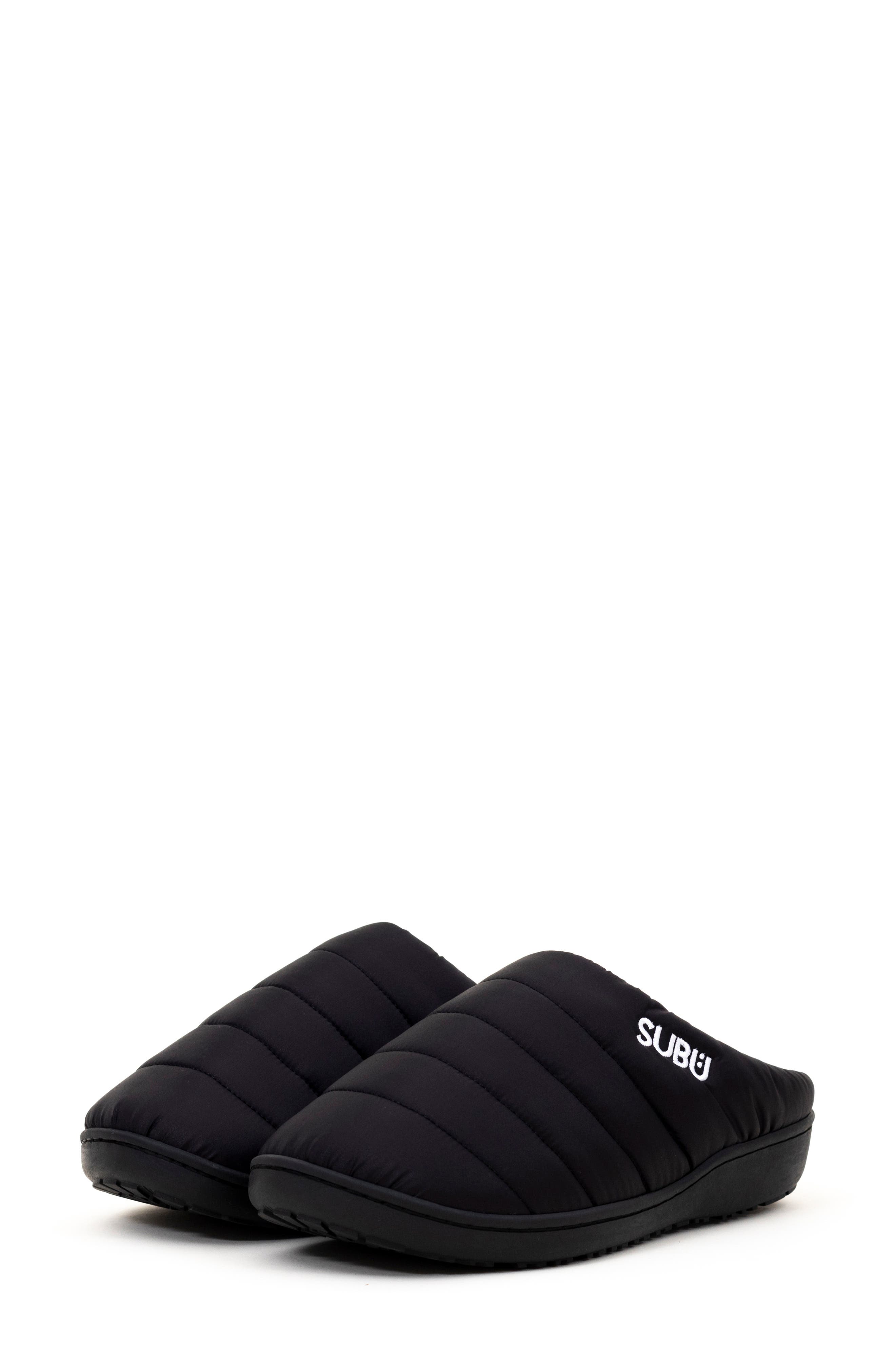 SUBU Gender Inclusive Indoor/Outdoor Puffer Slipper, Main, color, Black