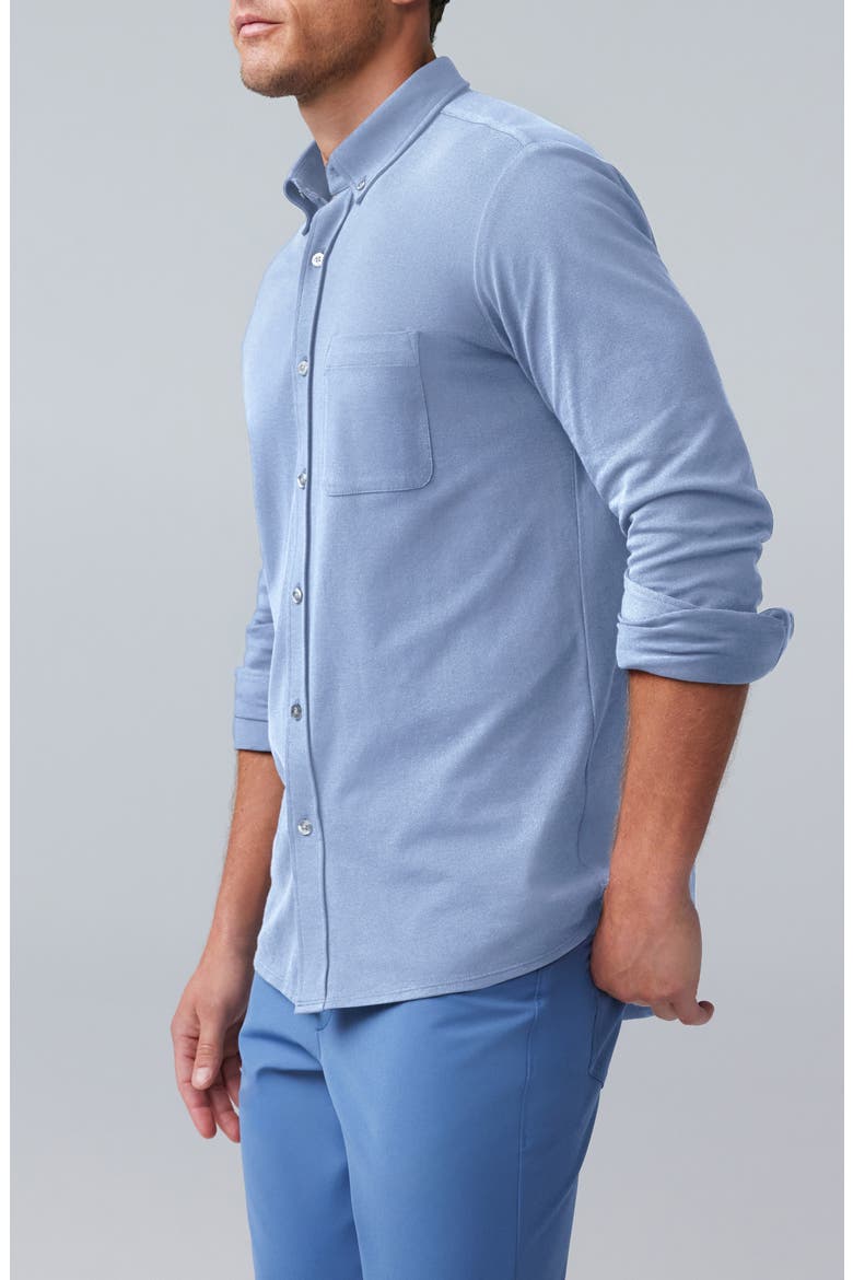 SILVER Cotton Blend Piqué Button-Down Shirt, Alternate, color, CHAMBRAY