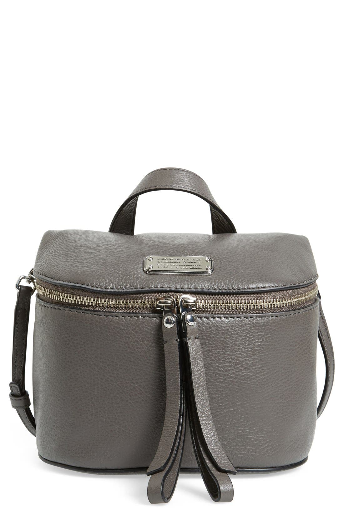 MARC BY MARC JACOBS 'Canteen' Leather Crossbody Bag, Main, color, FADED ALUMINUM