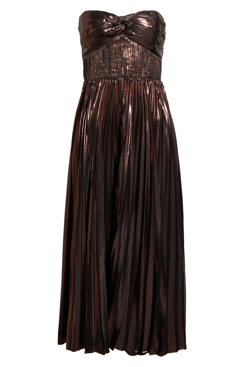 Ascella Strapless A-Line Dress, Alternate, color, METALLIC BROWN