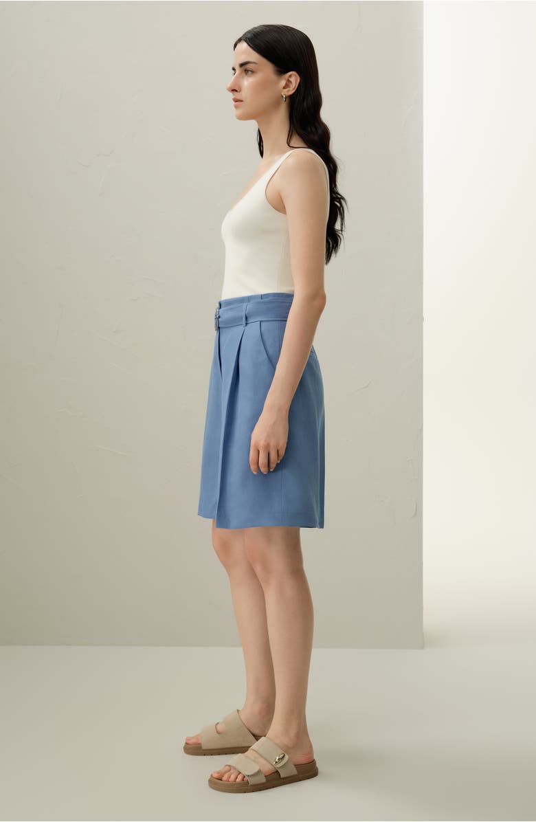 Lilysilk Women's Silk Linen Belted Shorts, Alternate, color, Chambray Blue