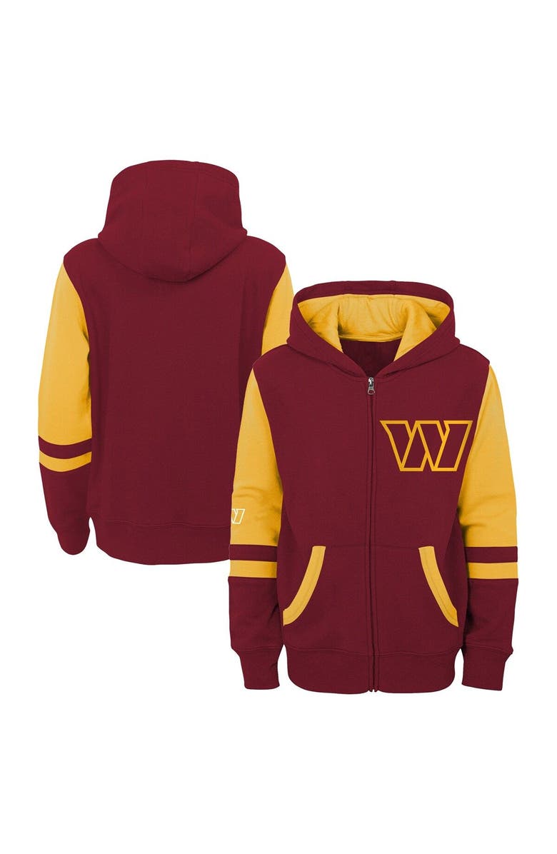 Outerstuff Youth Burgundy Washington Commanders Logo Stadium Full-Zip Hoodie, Main, color, 