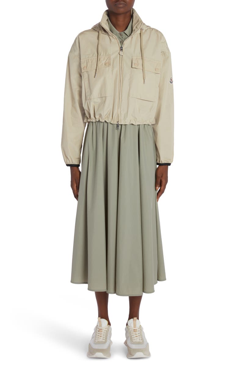 Moncler Leda Technical Poplin Crop Parka with Removable Hood, Alternate, color, 