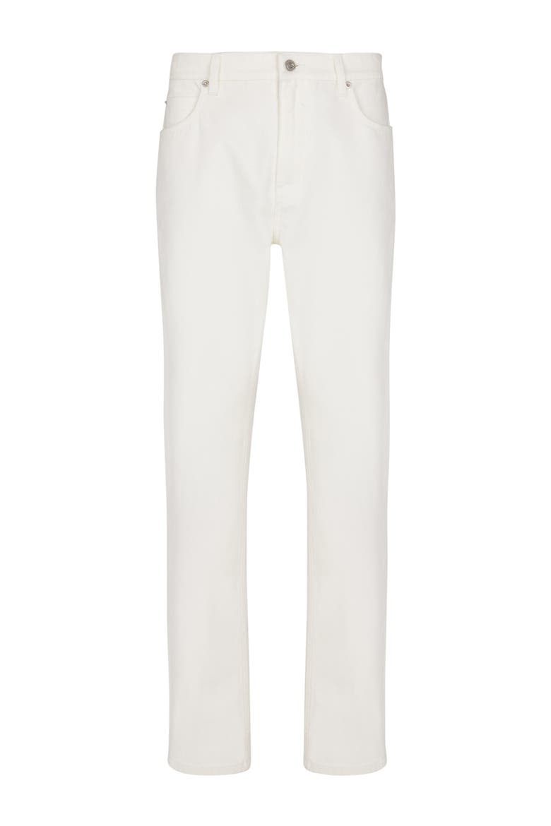 White denim straight-cut jeans, Main, color, white