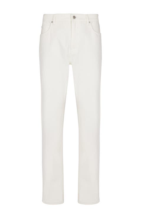 White denim straight-cut jeans