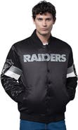STARTER Men's Starter Black Las Vegas Raiders Triple Option Satin Varsity Full-Snap Jacket