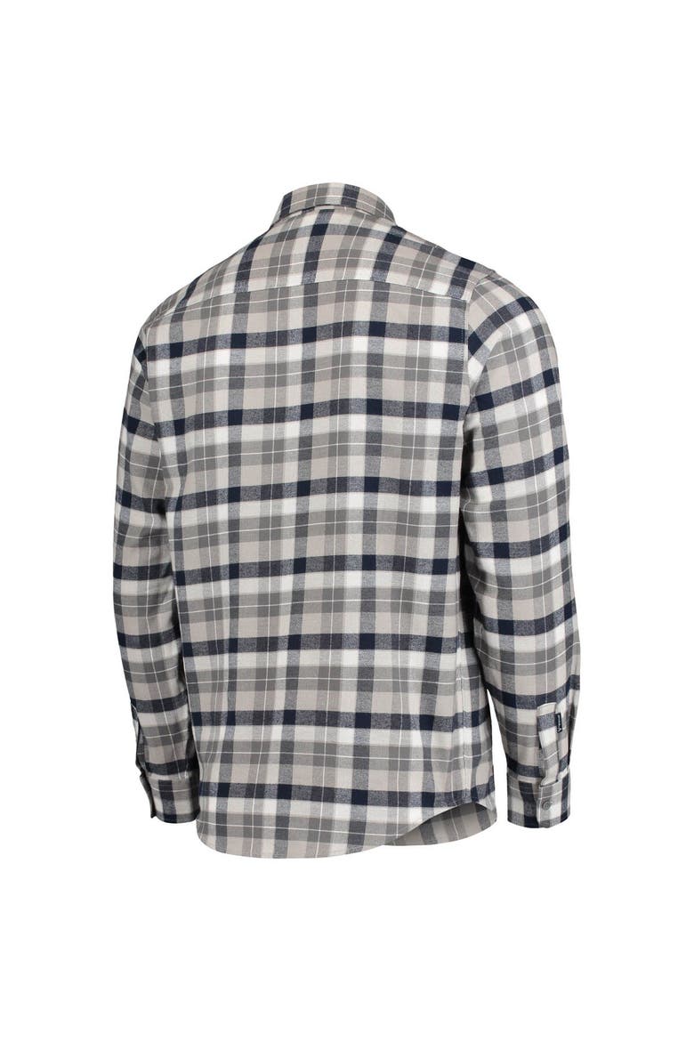 Men's Antigua Deep Sea Blue/Gray Seattle Kraken Ease Plaid Button-Up Long Sleeve Shirt, Alternate, color, Navy